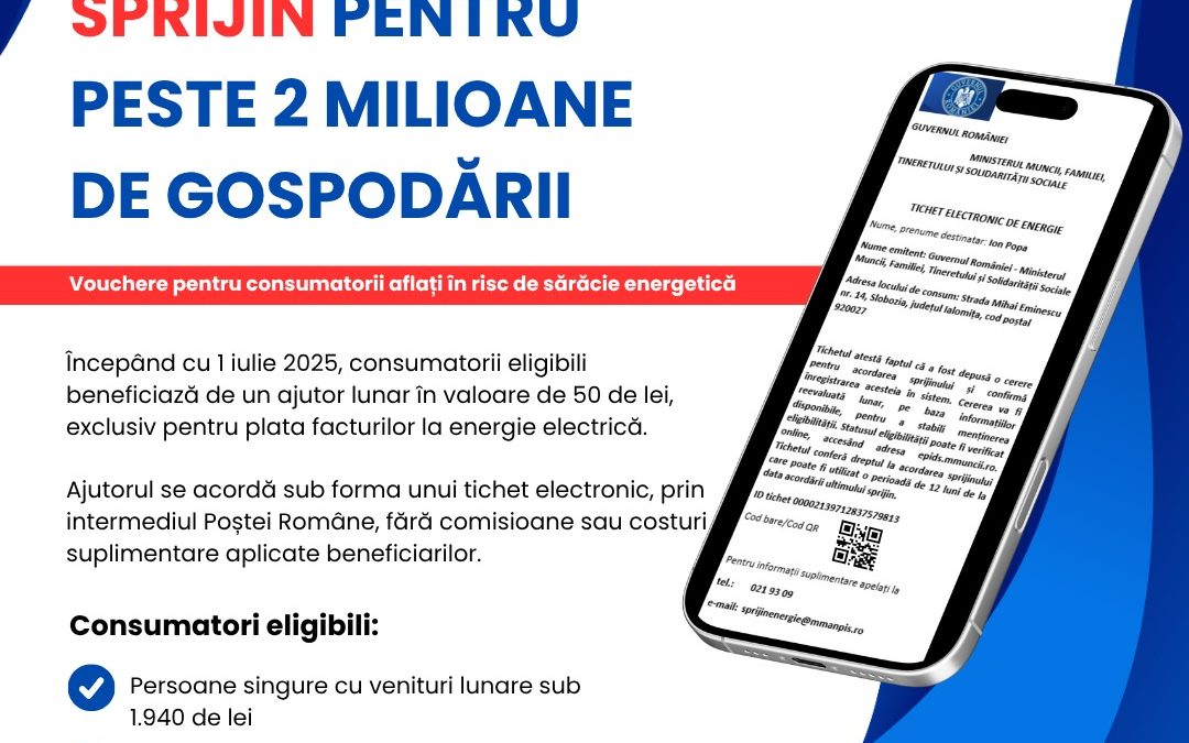 ANUNȚ Obținerea tichetului electronic pentru plata facturilor la energia electrică